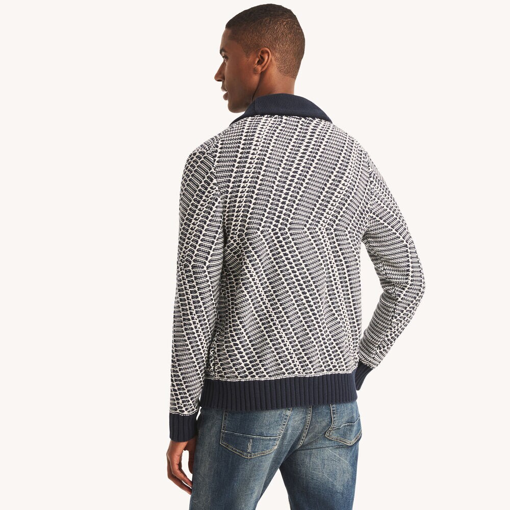 Textured Cardigan,Navy,large