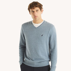 Navtech V-Neck Deck Sweater,Anchor Blue Heather,large
