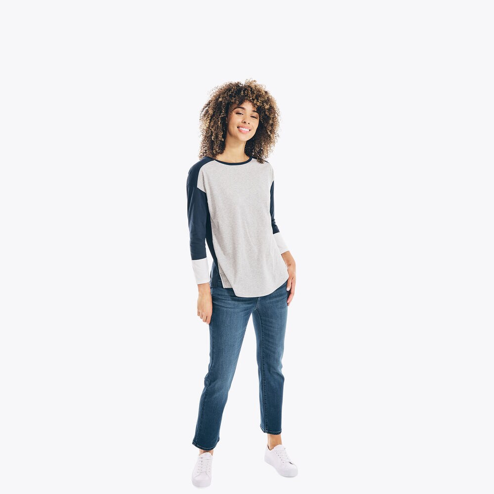 COLORBLOCK CREWNECK T-SHIRT,Marshmallow,large
