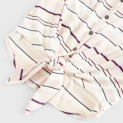 STRIPE TIE-WAIST BUTTON-DOWN TOP,New Pink,large
