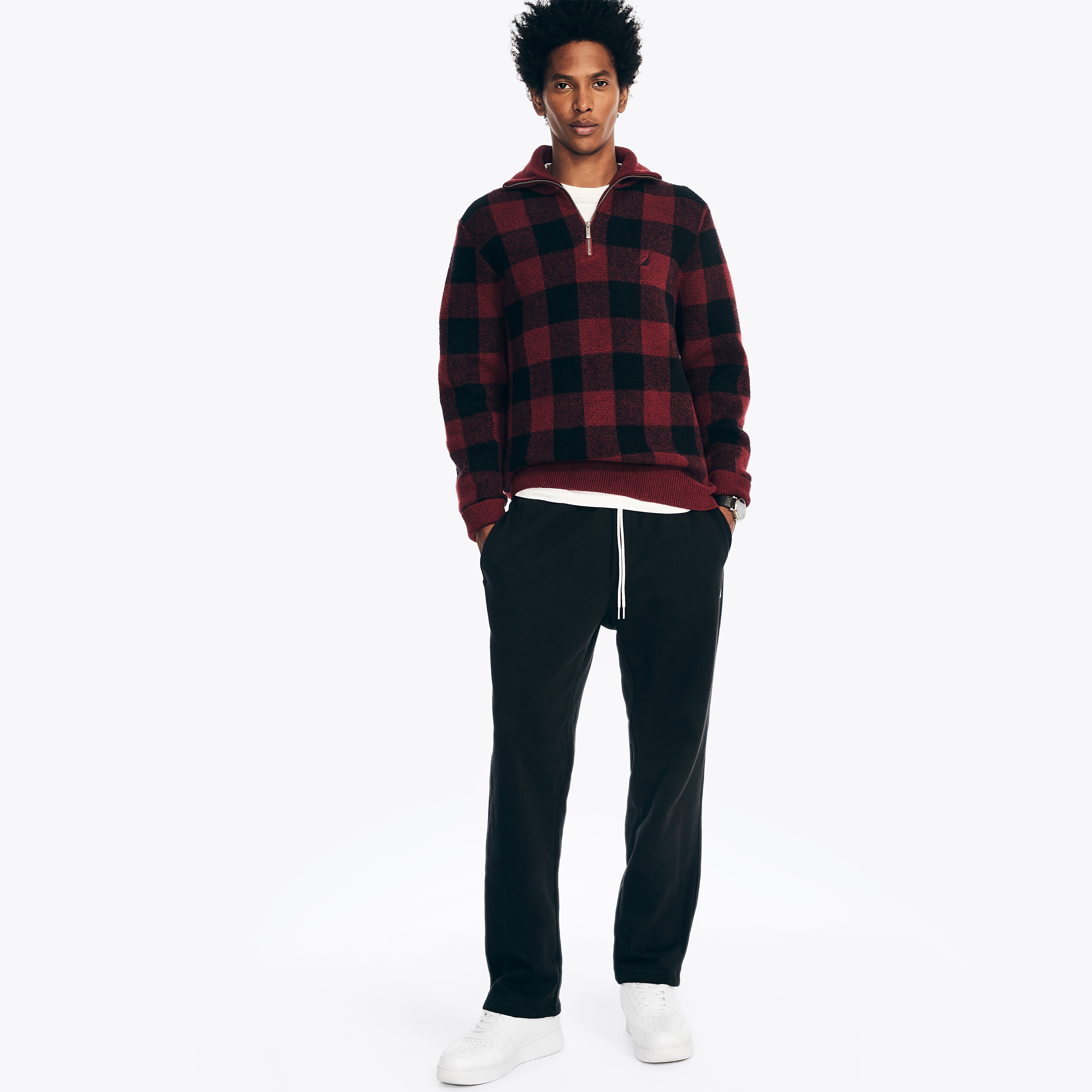 Buffalo Plaid Quarter-Zip Sweater | Nautica