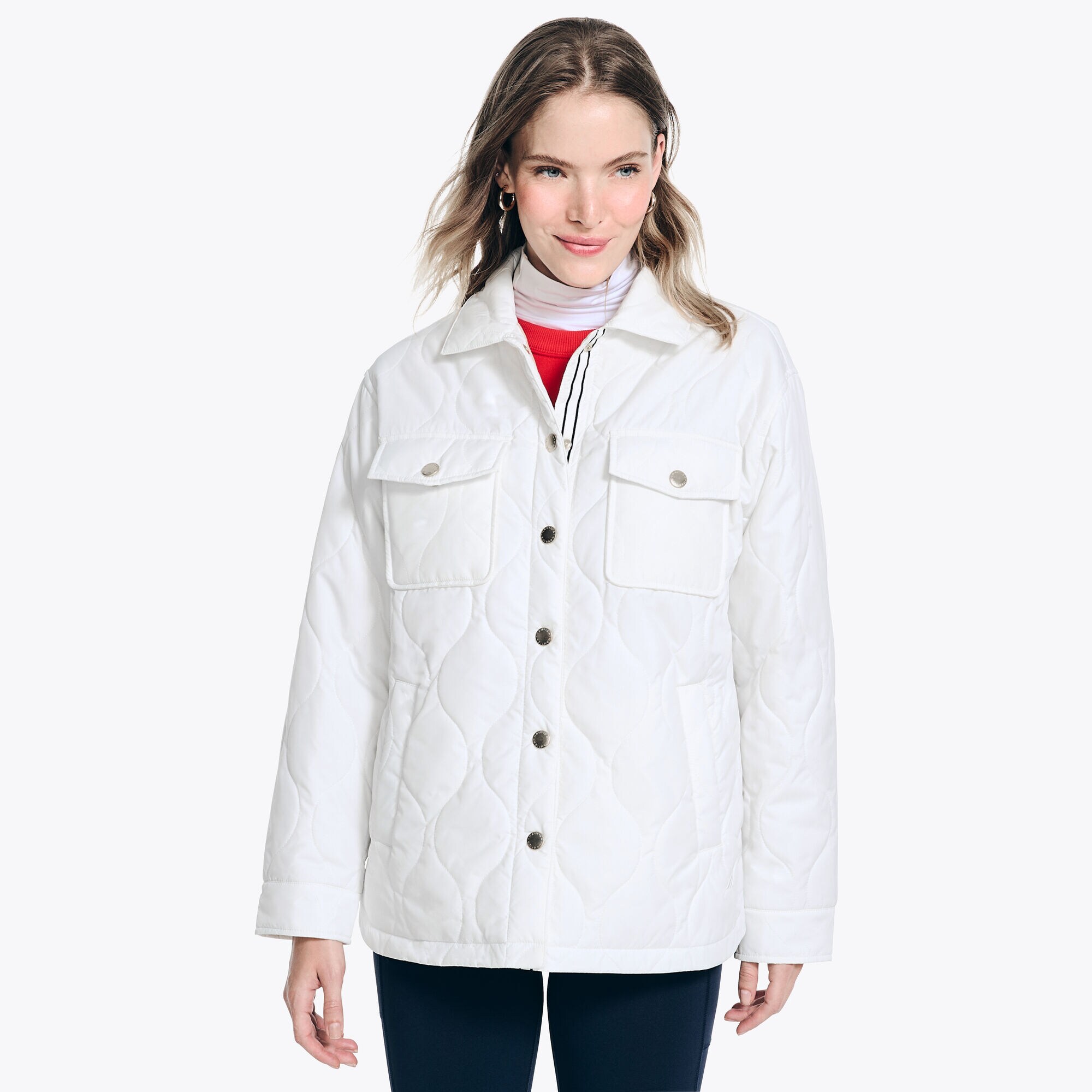 Quilted Shirt Jacket,Marshmallow,large