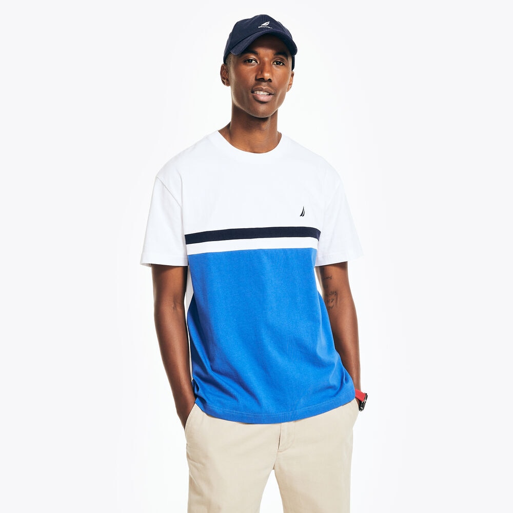 CHEST-STRIPE CREWNECK T-SHIRT,Bright White,large