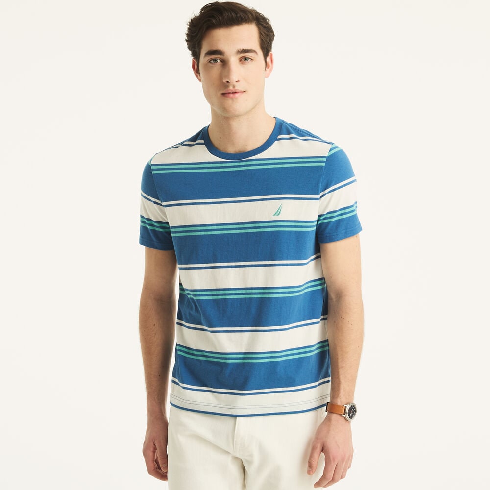 Striped T-Shirt,Windsurf Blue,large