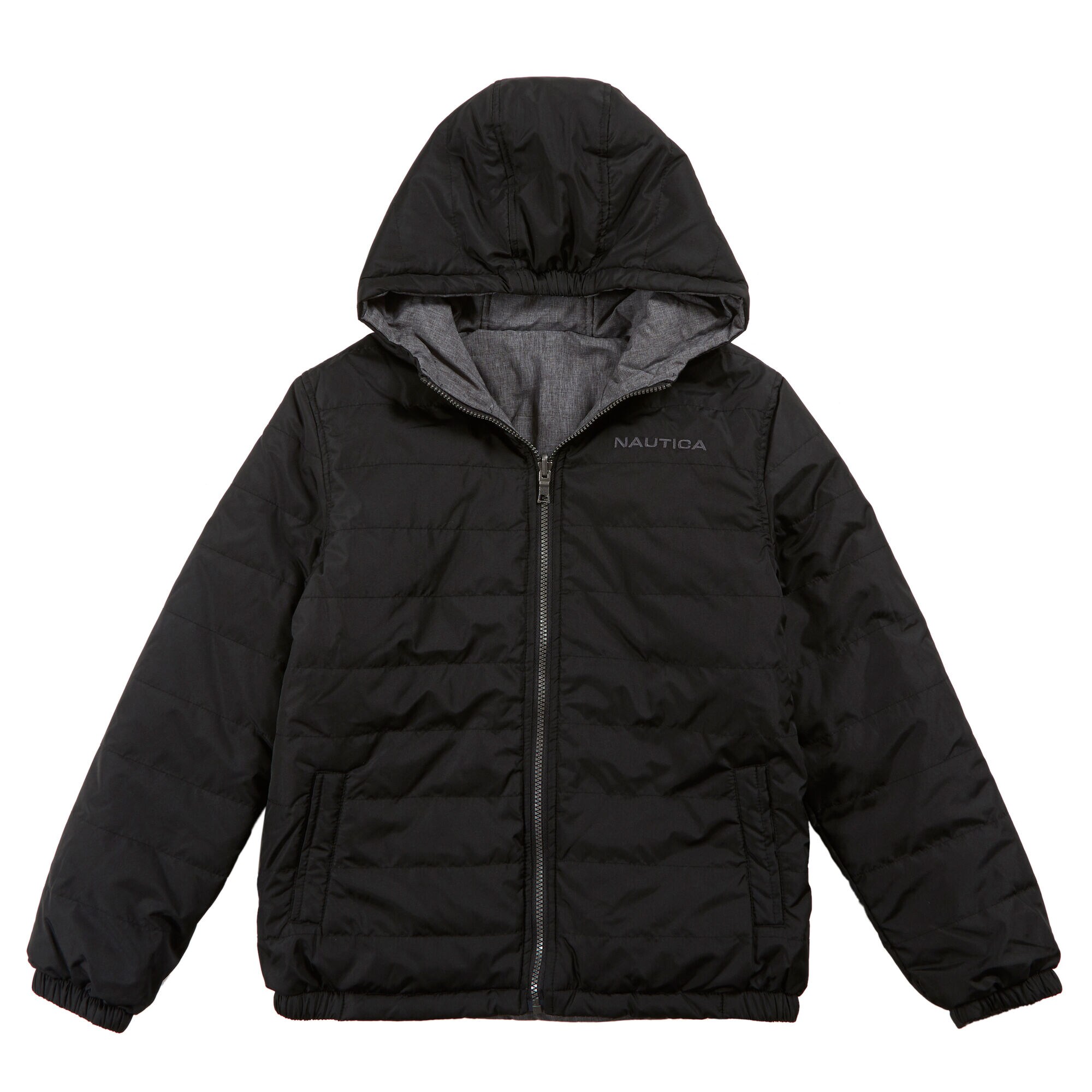  Boy's Reversible Bubble Jacket (8-16),Black,large