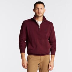 SUEDED FLEECE QUARTER ZIP PULLOVER,Royal Burgundy,large