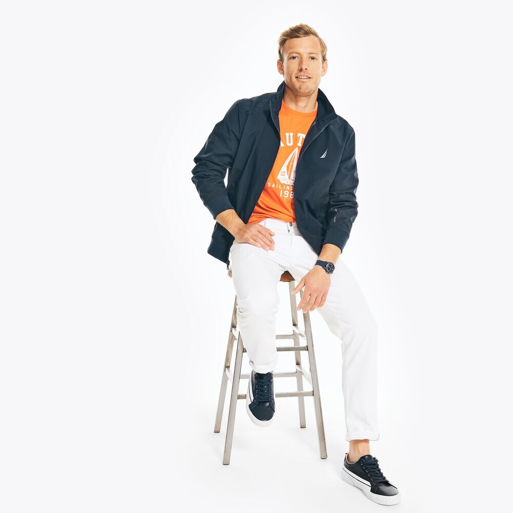 LIGHTWEIGHT RAINBREAKER BOMBER JACKET,Navy,large