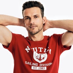 SAILING DIVISION GRAPHIC SLEEP T-SHIRT,Nautica Red,large