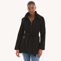 Belted Lightweight Coat,True Black,large