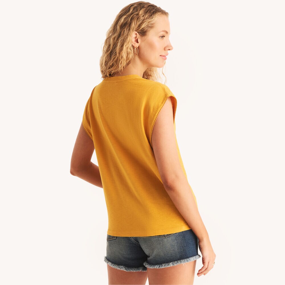 Embroidered Crewneck Top,Nautica Yellow,large