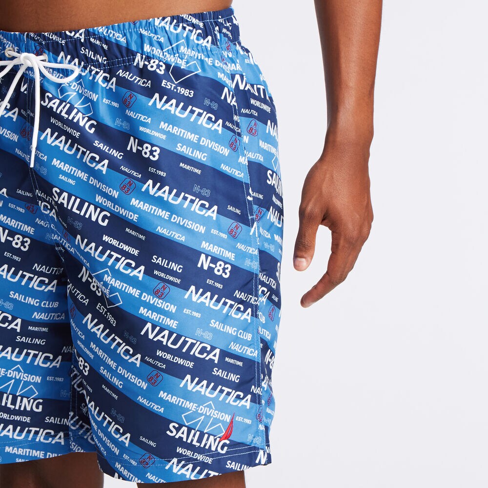 8" LOGO REMIX PRINT SWIM TRUNK,Reef Blue,large