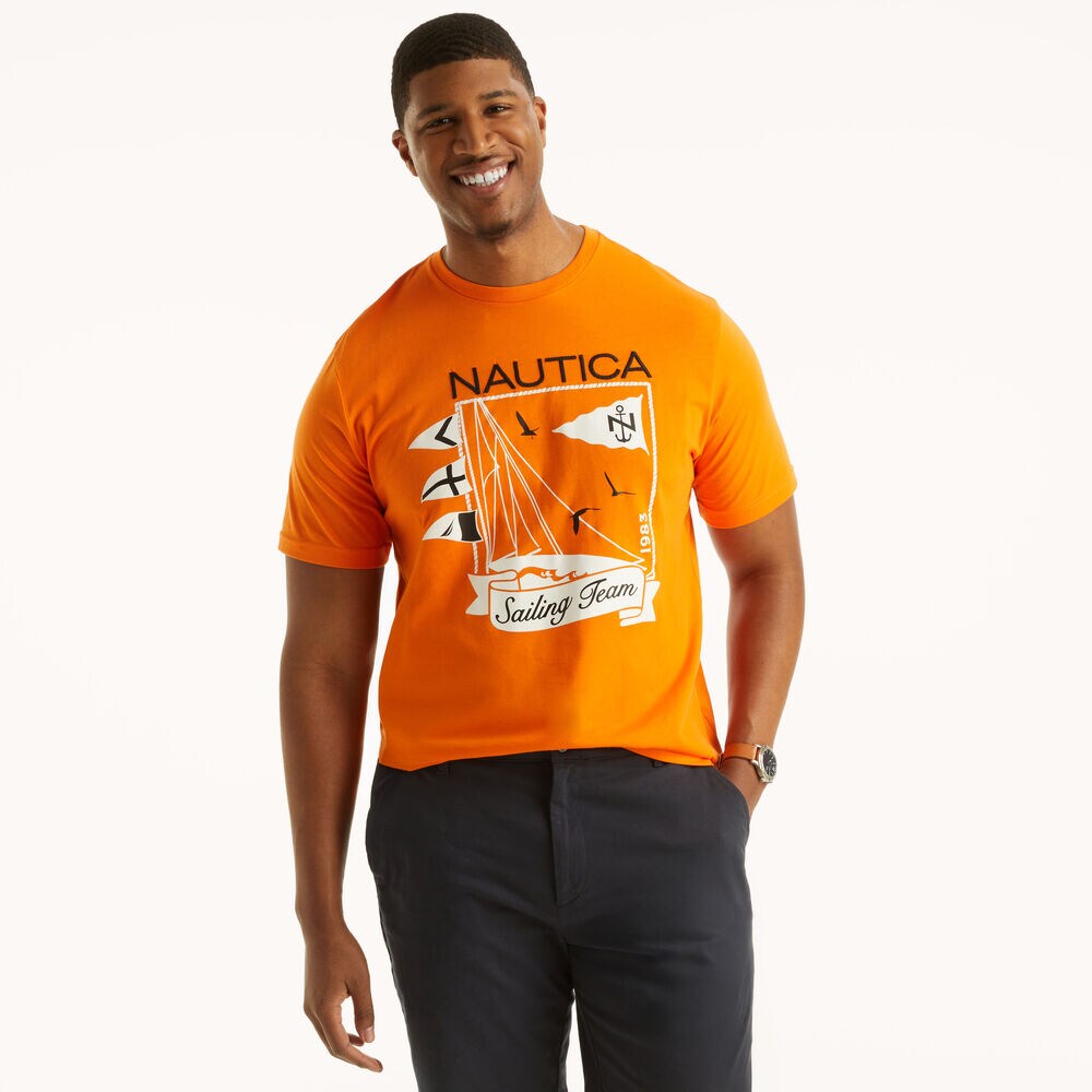 Big & Tall Sailing Team Graphic T-Shirt,Shrimp,large