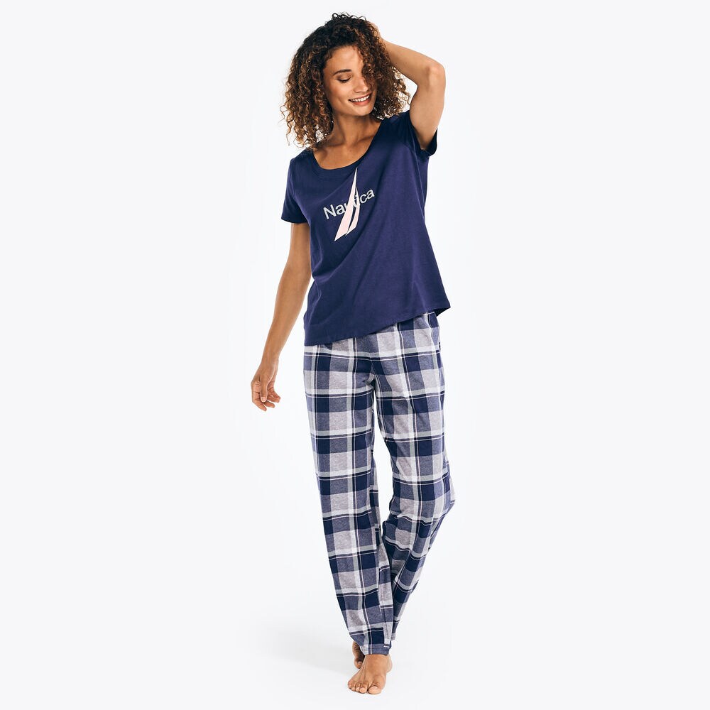 PRINTED PAJAMA PANT SET,Admiral Blue,large