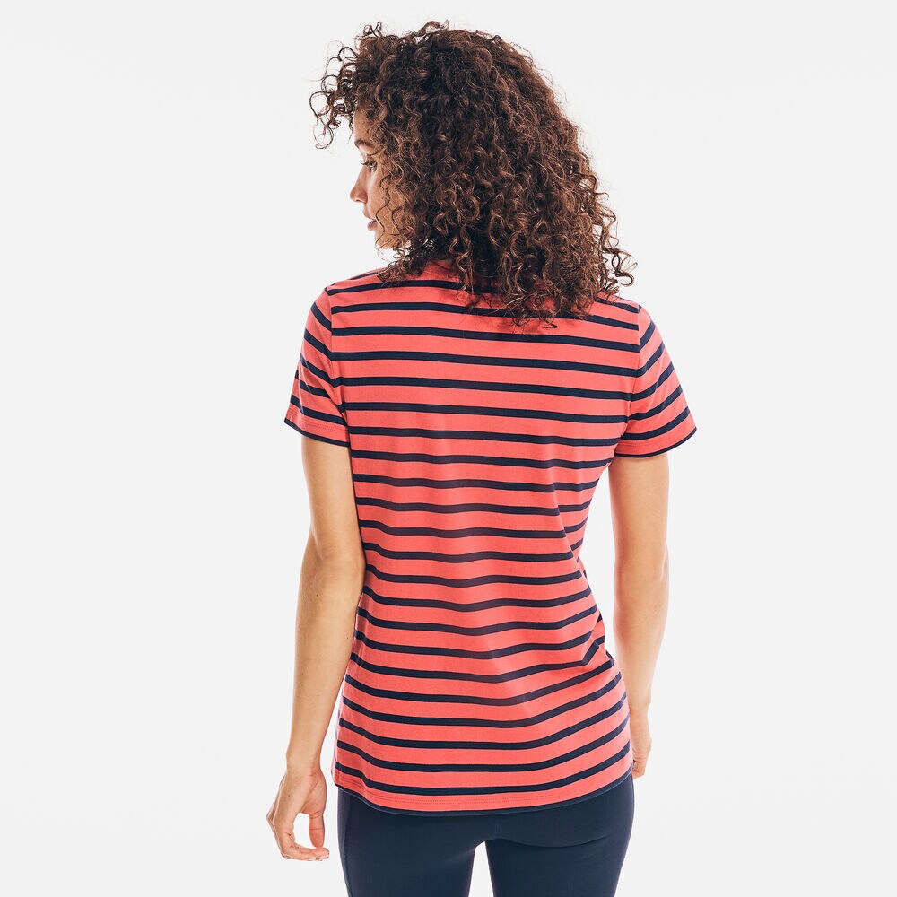STRIPED BRAND ICON CREWNECK T-SHIRT,Sailor Red,large