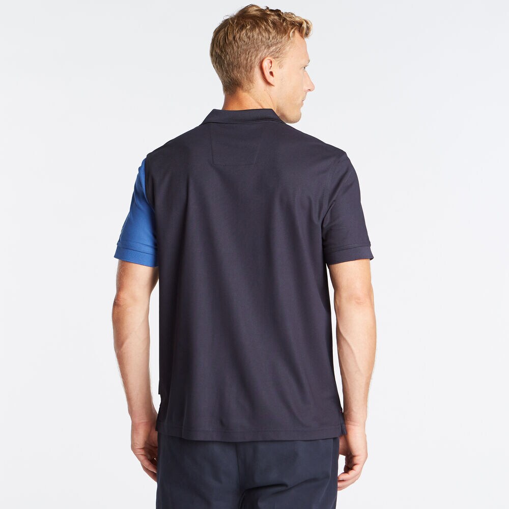 CLASSIC FIT PIECED N-83 PERFORMANCE POLO,Navy,large