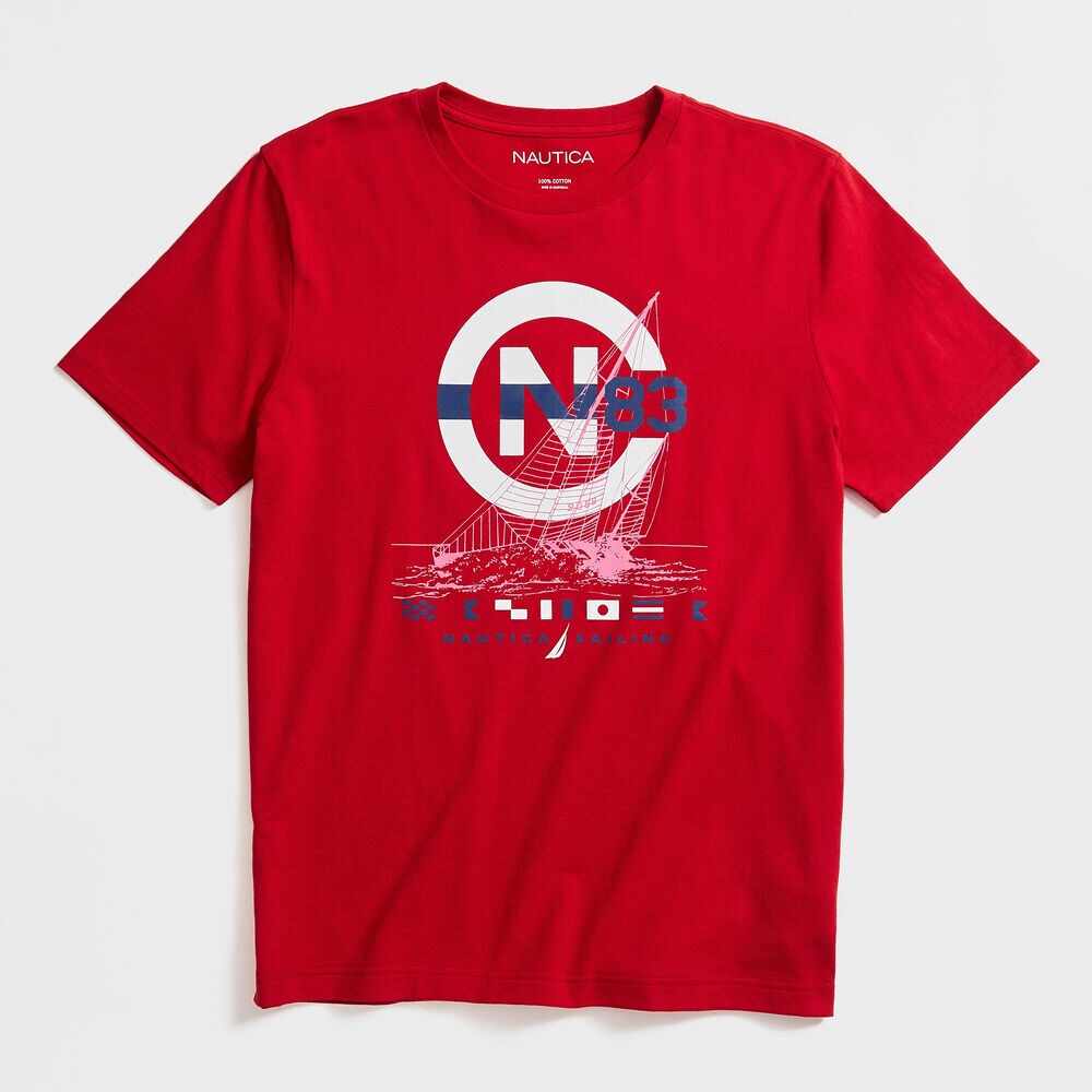SAILBOAT SKETCH GRAPHIC T-SHIRT,Nautica Red,large
