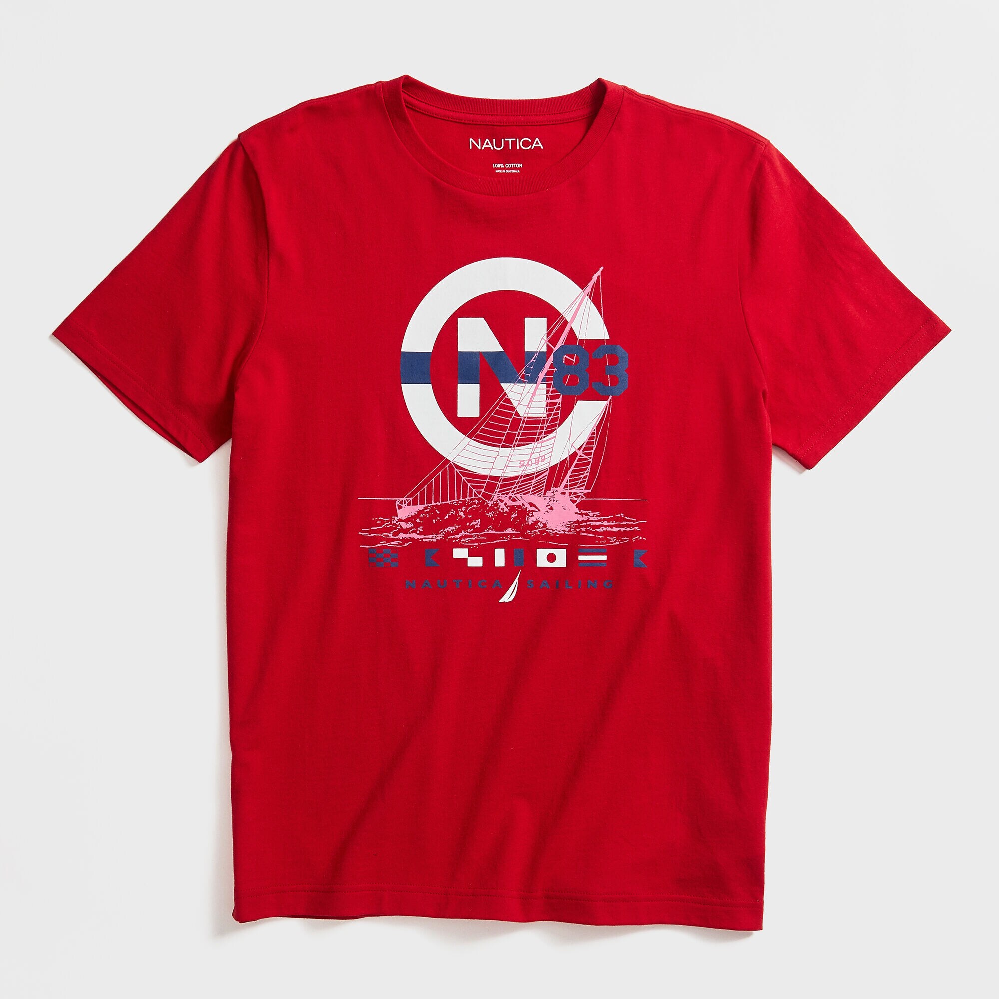 SAILBOAT SKETCH GRAPHIC T-SHIRT,Nautica Red,large