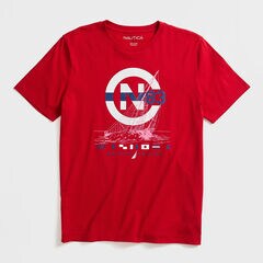 SAILBOAT SKETCH GRAPHIC T-SHIRT,Nautica Red,large
