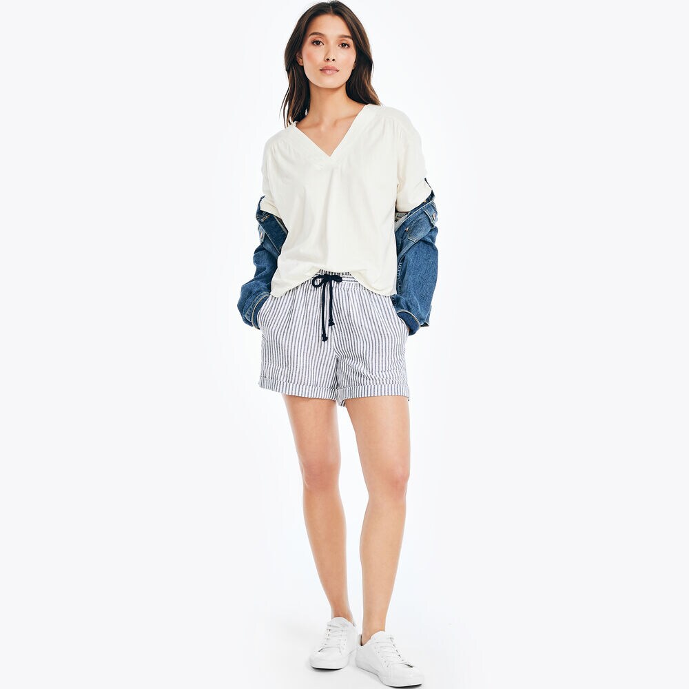 4.5" PULL-ON STRIPED SHORT,Stellar Blue Heather,large