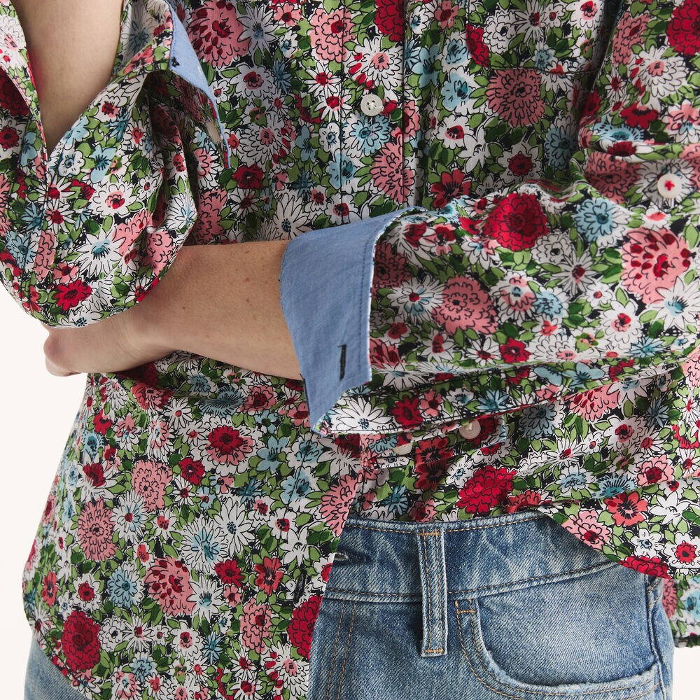 Printed Button-Up Shirt,Multi,large