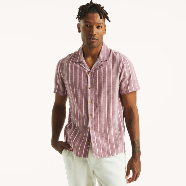 Striped Short-Sleeve Camp Shirt