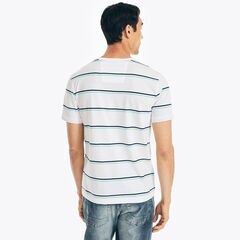 SUSTAINABLY CRAFTED STRIPED T-SHIRT,Bright White,large