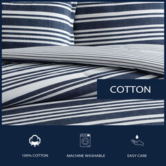 Coastline Stripe Blue Twin Comforter Set,Blue Mirage,large