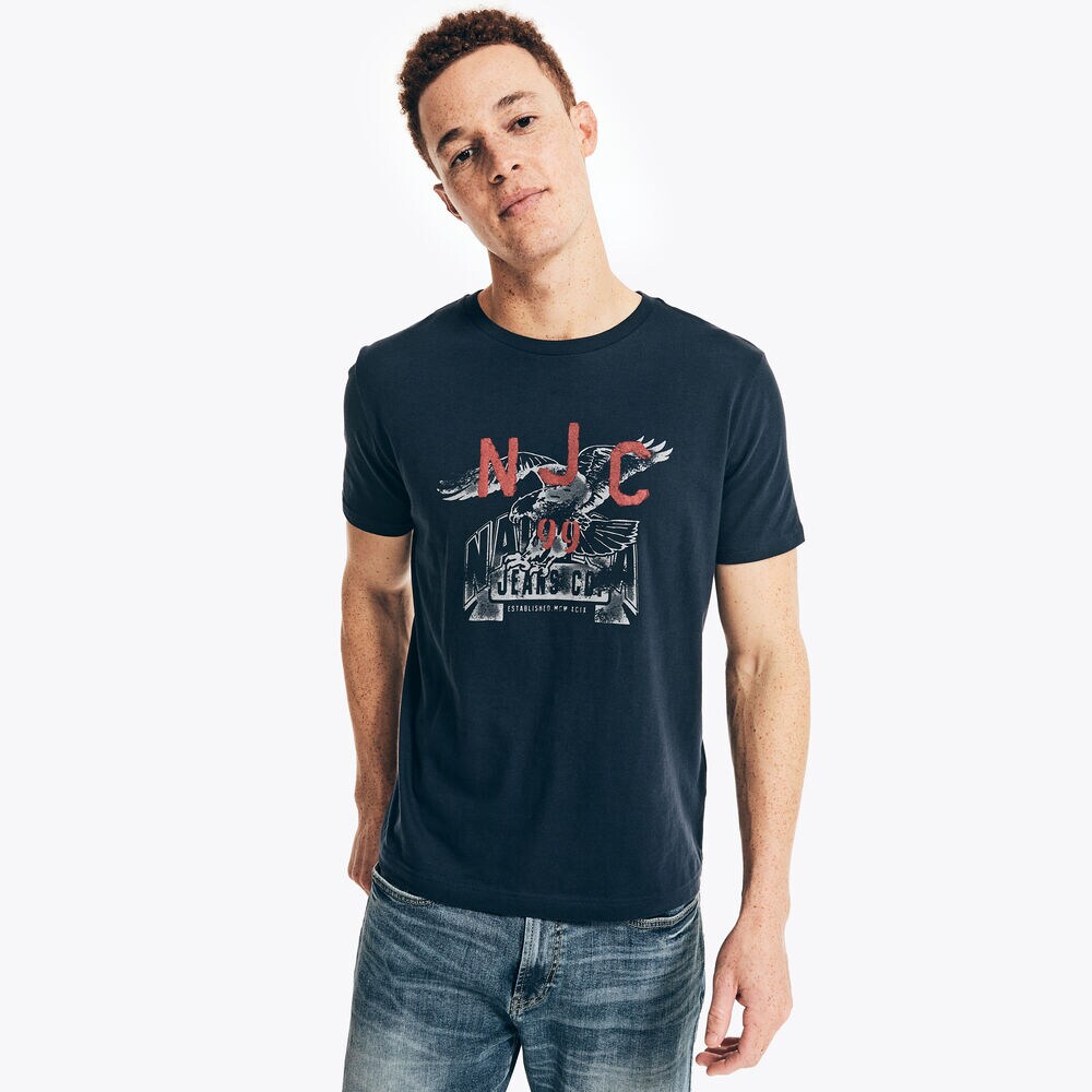 NAUTICA JEANS CO. EAGLE GRAPHIC T-SHIRT,Navy,large