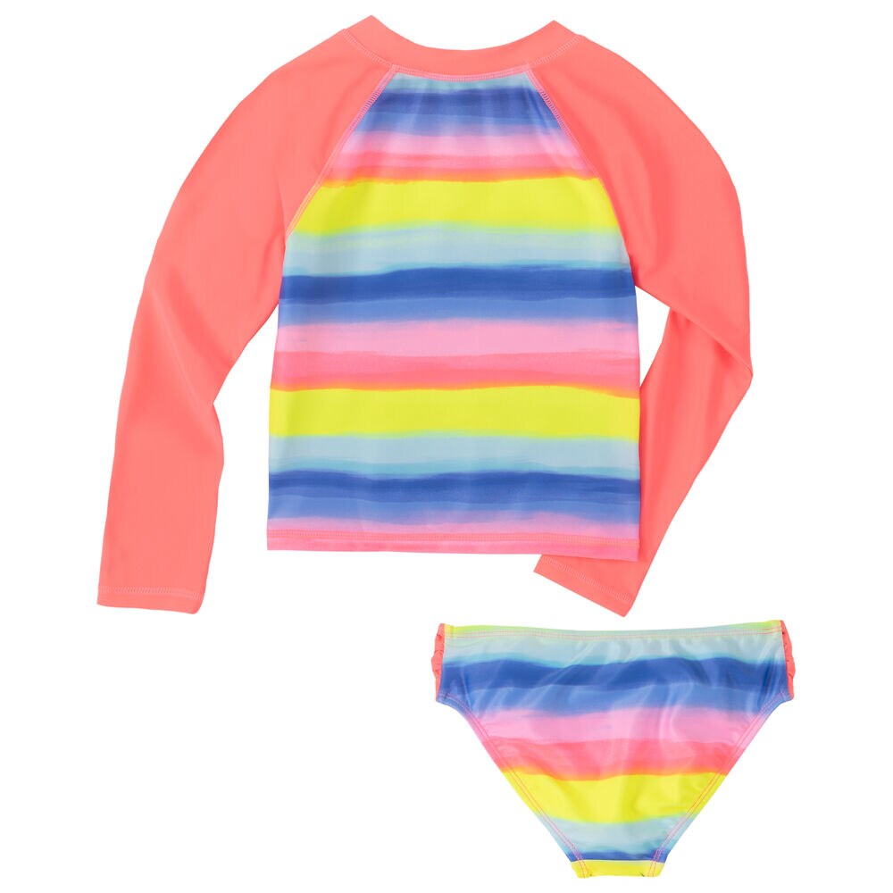 TODDLER GIRLS' OMBRE STRIPED RASHGUARD SET (2T-4T),Biking Red,large