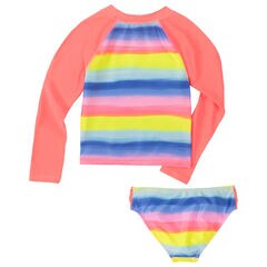 TODDLER GIRLS' OMBRE STRIPED RASHGUARD SET (2T-4T),Biking Red,large