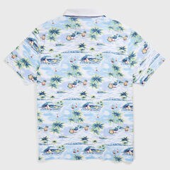 Big & Tall Jersey Polo in Aloha Print,Bright White,large