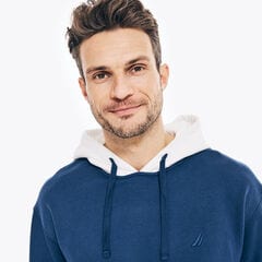 COLORBLOCK PULLOVER HOODIE,Blue Depths,large