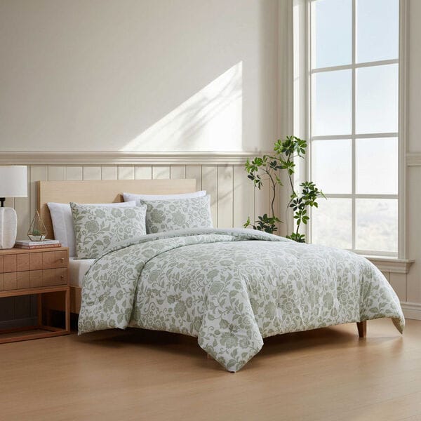 Jacob Bay Floral Green King Comforter Set