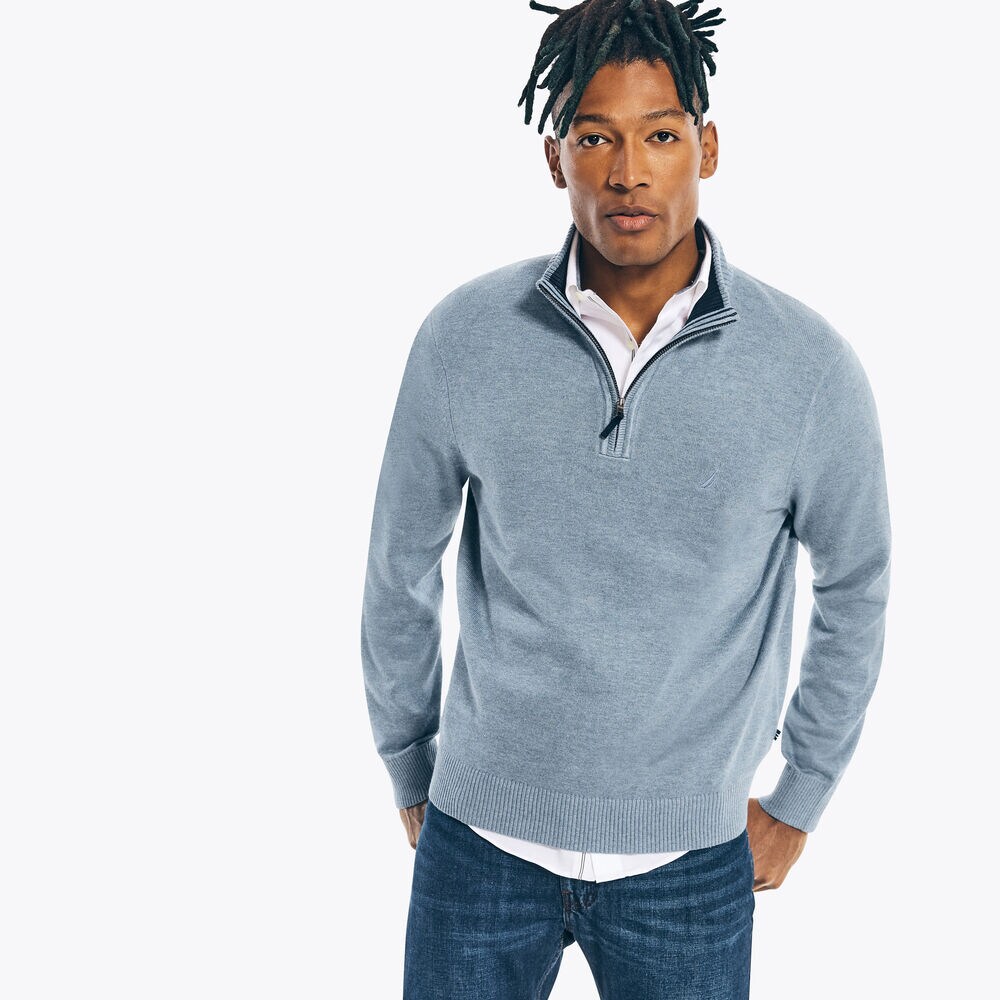 QUARTER-ZIP SWEATER,Anchor Blue Heather,large