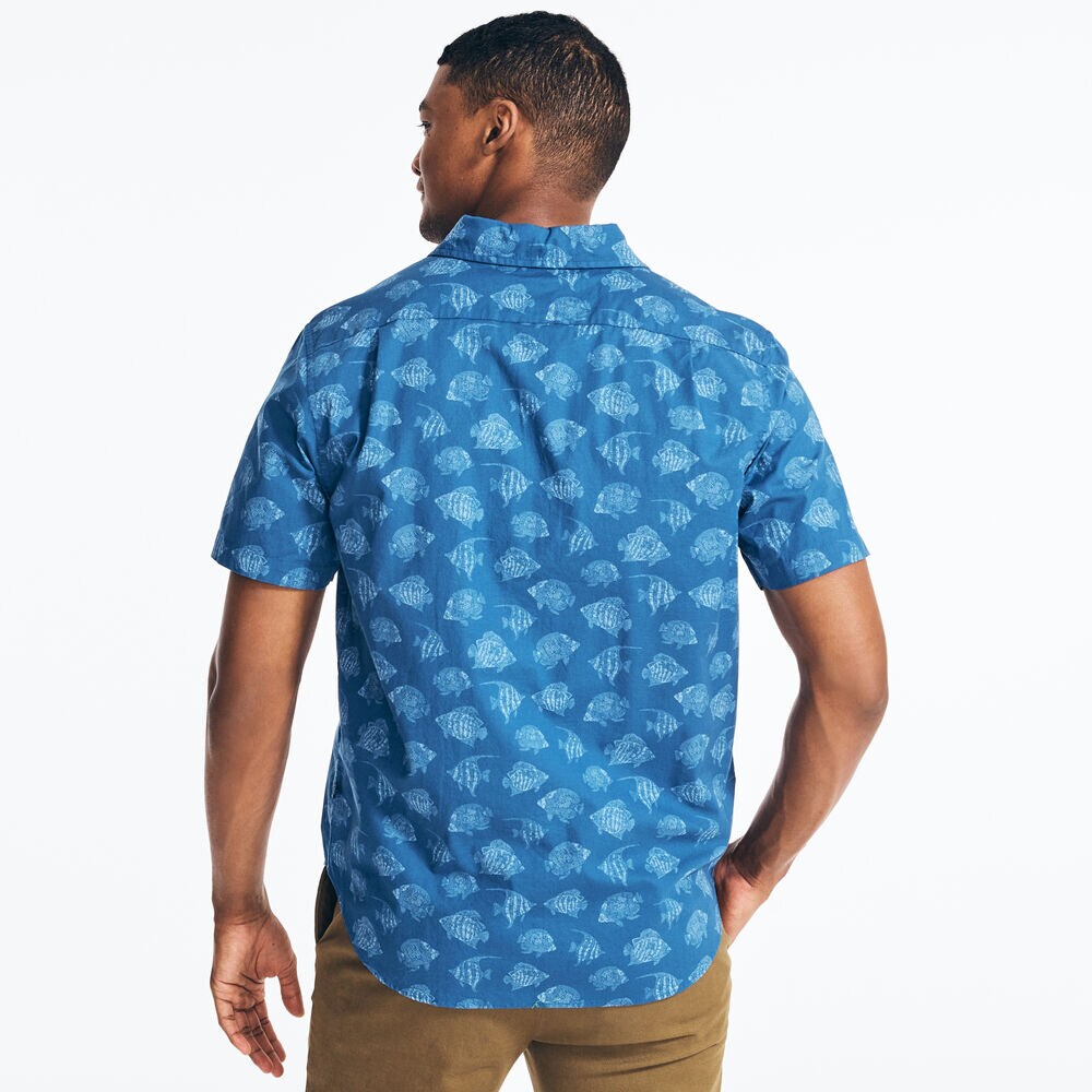FISH PRINT SHORT-SLEEVE SHIRT,Limoges,large