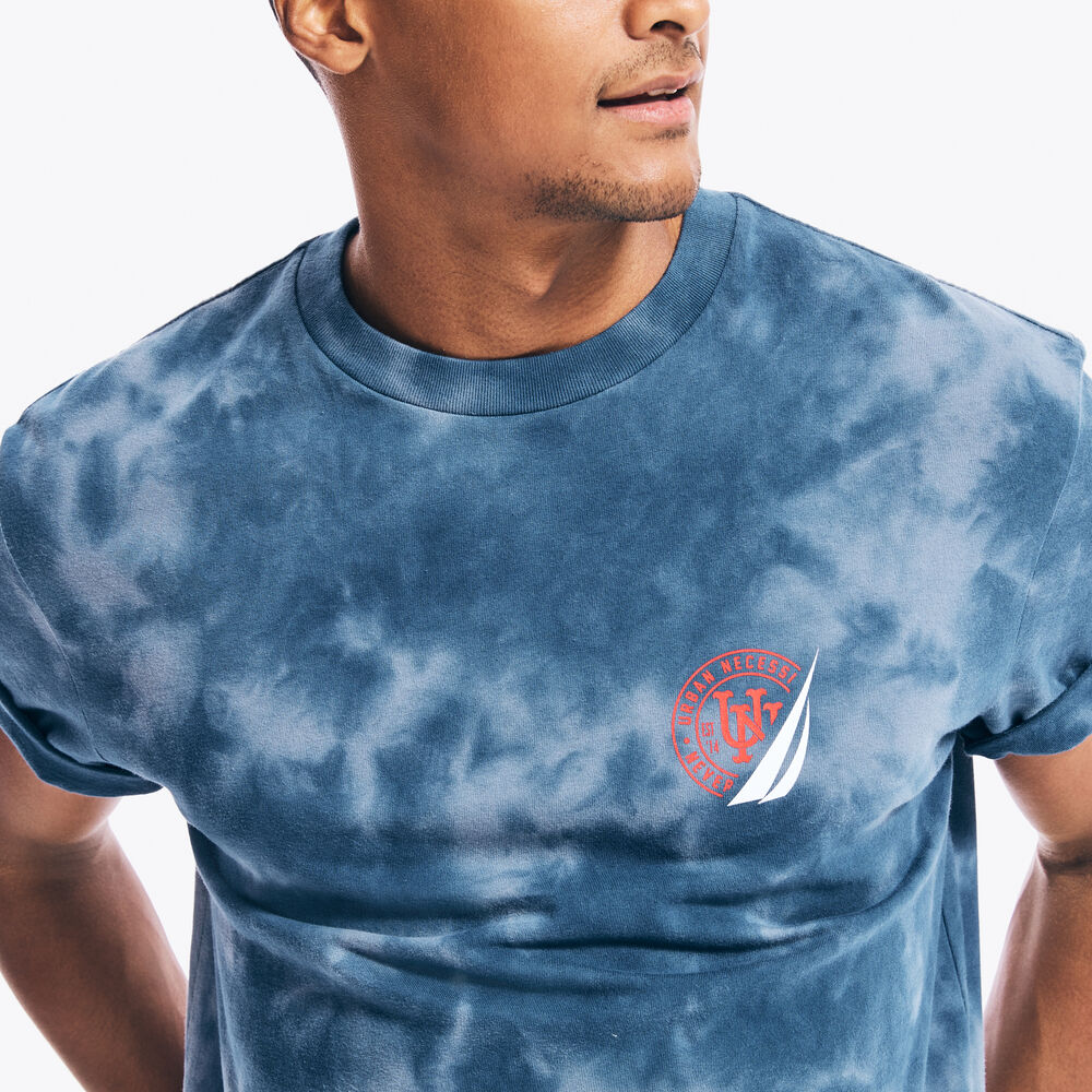 NAUTICA X URBAN NECESSITIES LOGO TIE-DYE T-SHIRT,Navy,large