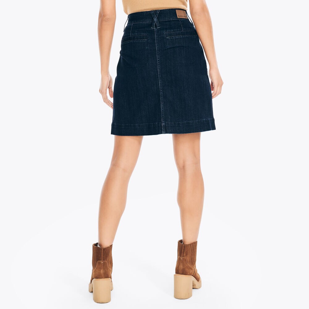 Nautica Jeans Co. Button-Front Denim Skirt,Deep Blue Violet,large