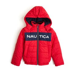 Little Boys' Arthur Logo Chest Bubble Jacket (4-7),Dark Acacia,large