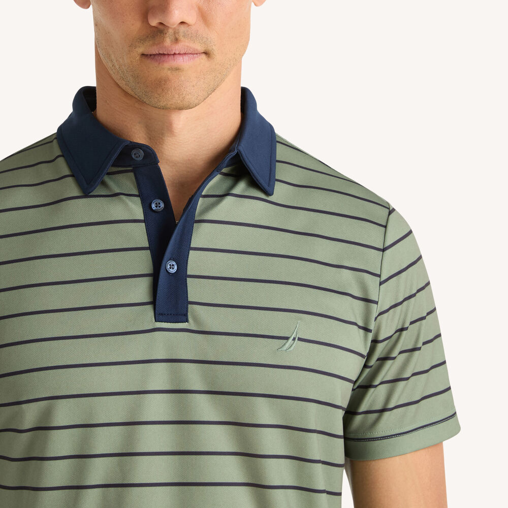 Navtech Striped Polo,Jade Forest Heather,large