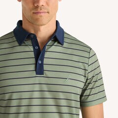 Navtech Striped Polo,Jade Forest Heather,large