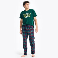 PLAID FLEECE SLEEP PANT,Estate Blue,large