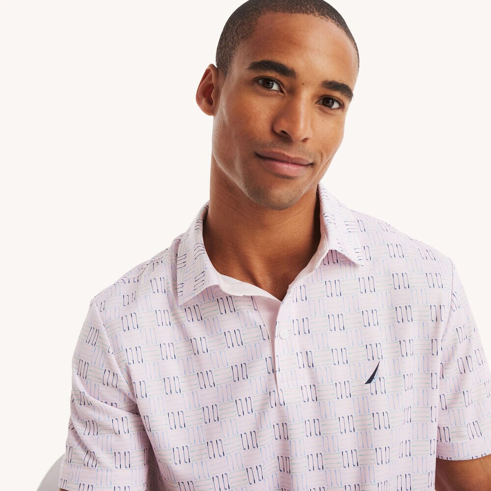 Navtech Classic Fit Golf Print Polo,Cradle Pink,large