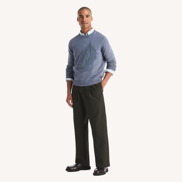 Plaid Pleated Linen Pant