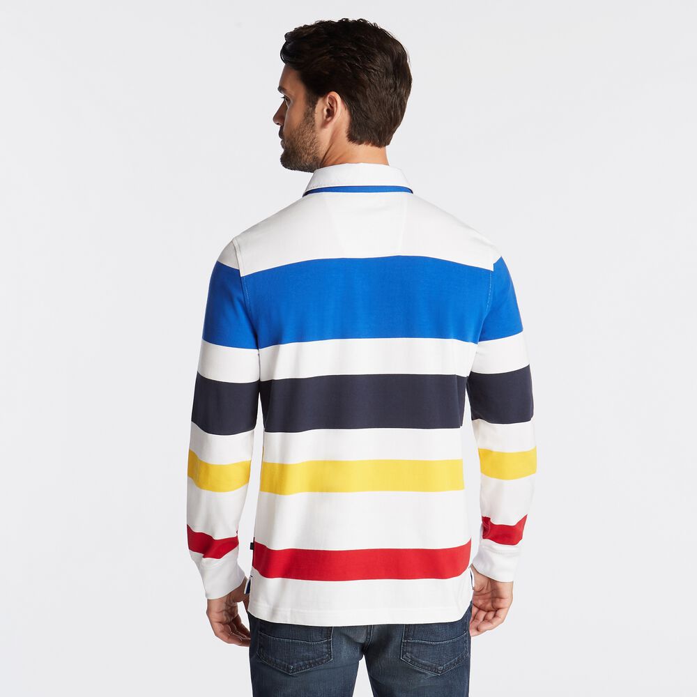 CLASSIC FIT STRIPED LONG SLEEVE RUGBY ,Bright White,large