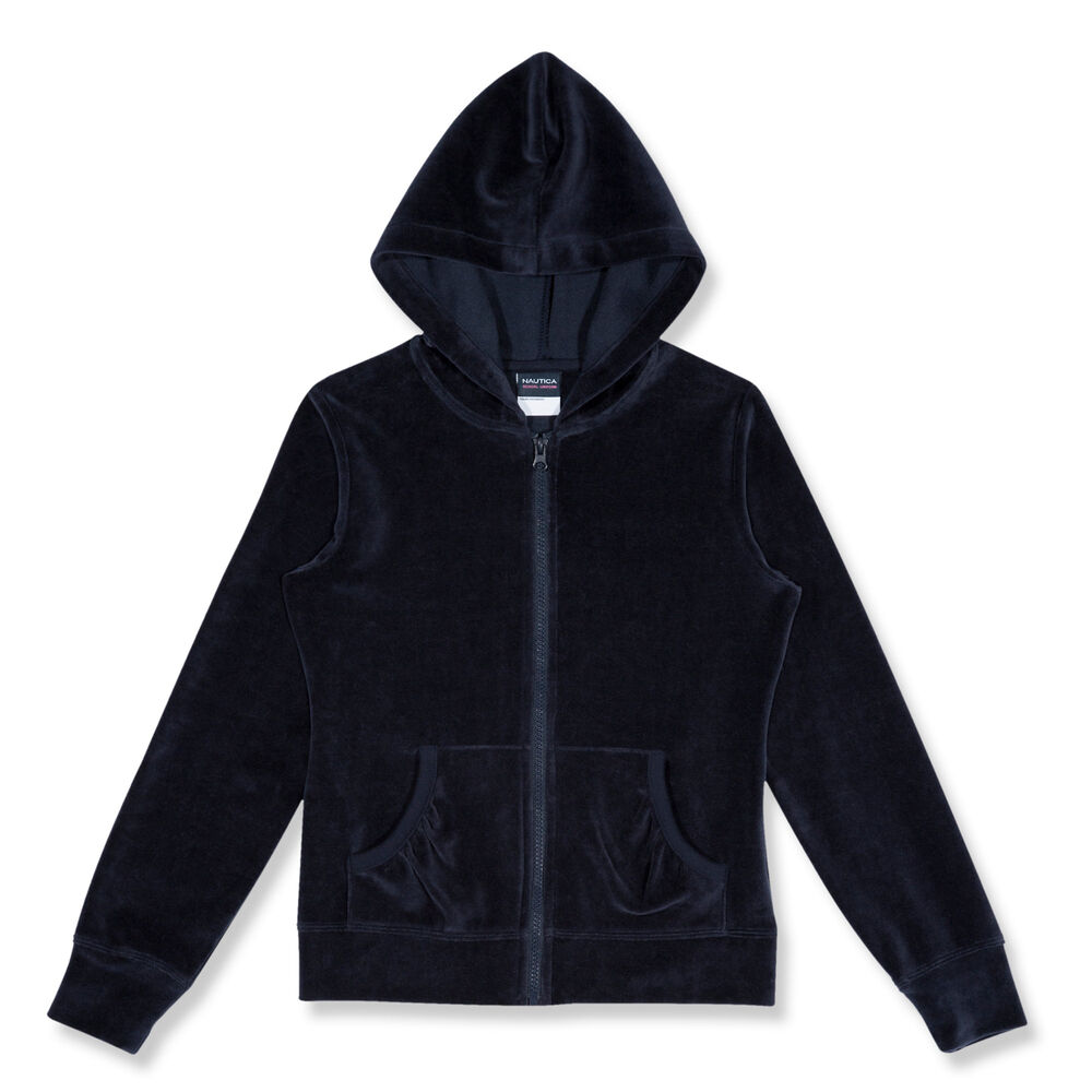 Little Girls' Velour Hoodie with Pockets (4-6X),Crystal Bay Blue,large