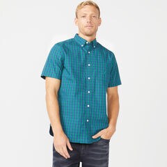 CLASSIC FIT SHORT SLEEVE SHIRT IN TWO TONE GINGHAM,Spruce,large