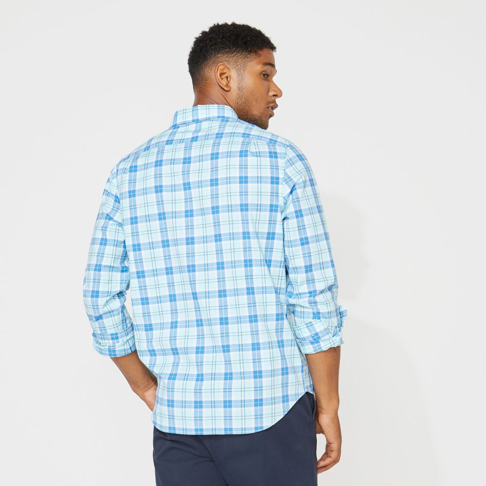 BIG & TALL CLASSIC FIT PLAID LONG SLEEVE PRINT OXFORD SHIRT,Aquadream,large