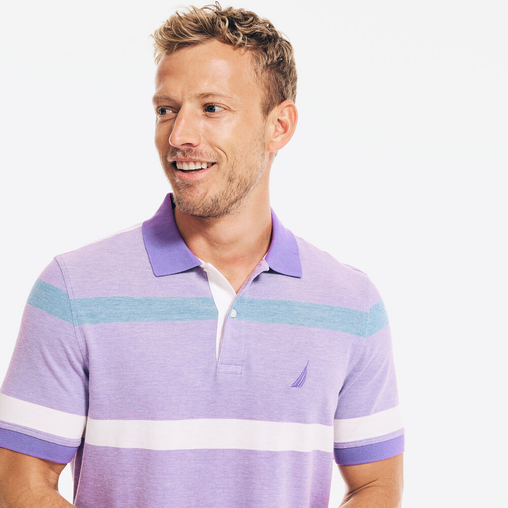 CLASSIC FIT STRIPED POLO,Ocean Violet,large