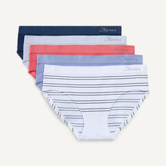 Striped Seamless Hipster Brief, 5-Pack,Antique White Wash,large