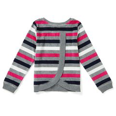 Toddler Girls' Striped Velour Sweatshirt (2T-3T),Gunmetal Grey,large